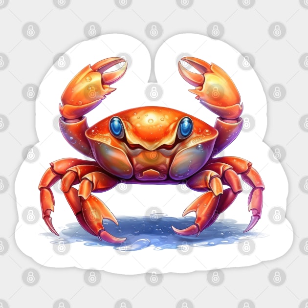 Funny Crab Sticker by Chromatic Fusion Studio